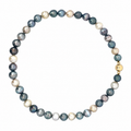 Multicoloured Tahitian pearl strand knotted on black silk with gold-plated magnetic clasp at Jules Collins Jewellery