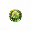 2.23 carat round faceted yellow-green sapphire displaying vibrant olive green, lime and golden-yellow tones