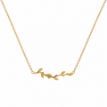 Petals Friends Are Like Branches gold plated sterling silver necklace with delicate branch and leaf design