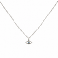 Petals Travel Safe 925 sterling silver necklace with eye pendant and blue zirconia on a 45cm chain