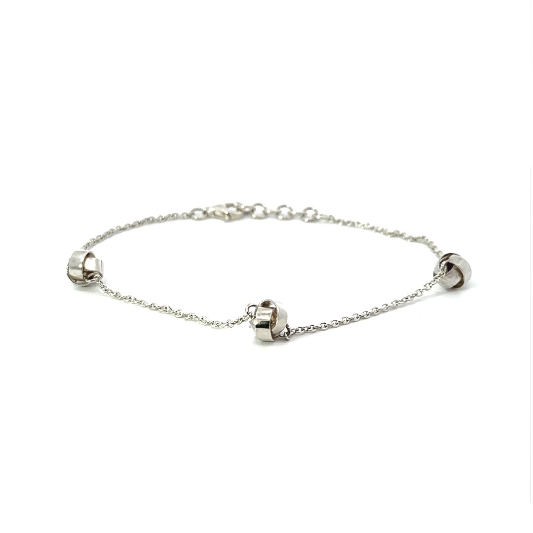 Silver Trace Chain And Brushed Knot Bracelet