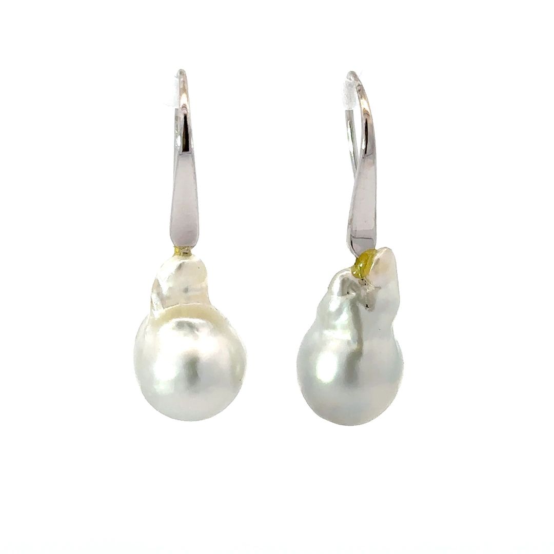 Baroque Pearl Drop Earrings On 18K Hooks