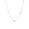 Necklace With Satin Flowers In Sterling Silver 60cm