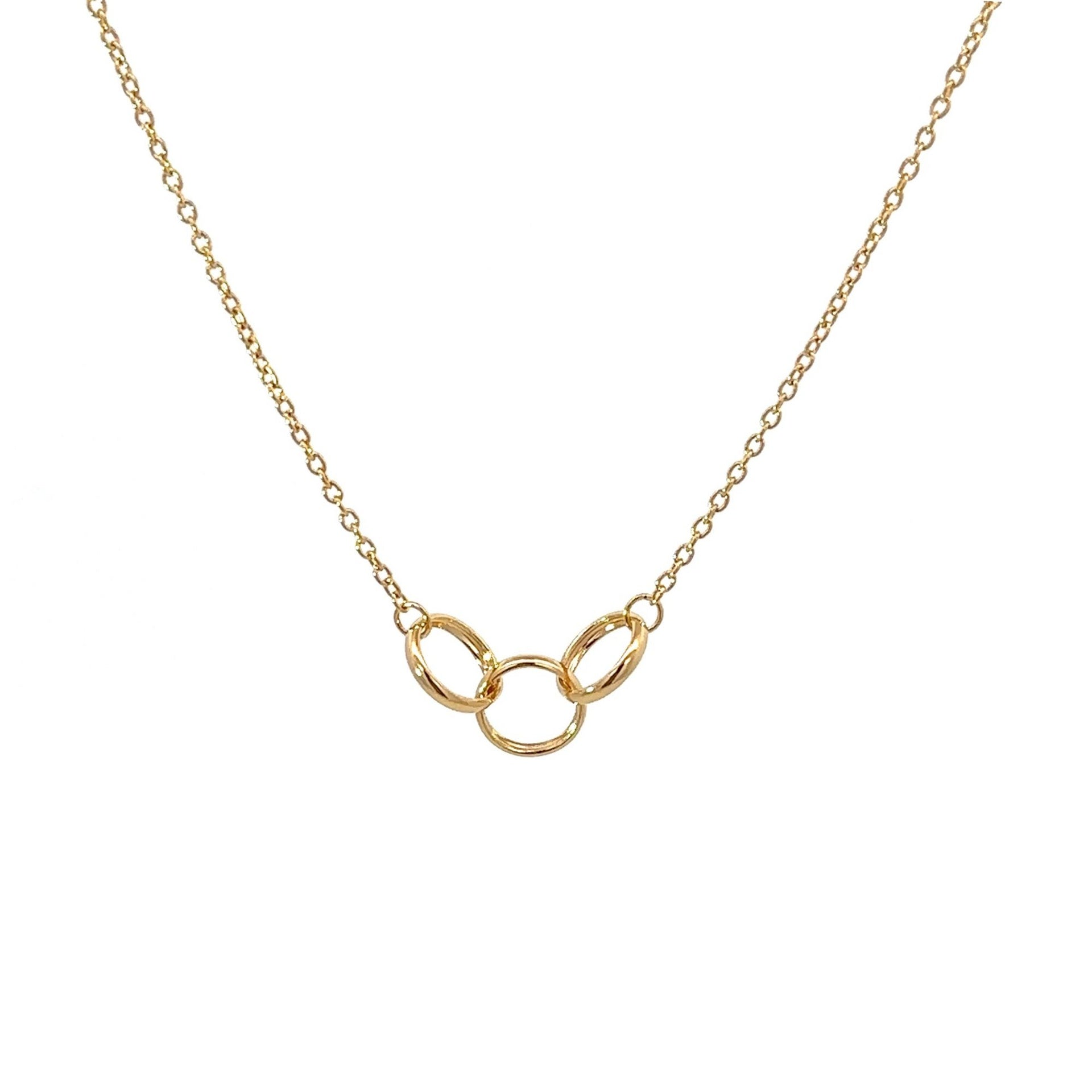 Petals Silver Necklace "Mother And Daughter And Son" With Linked Circles