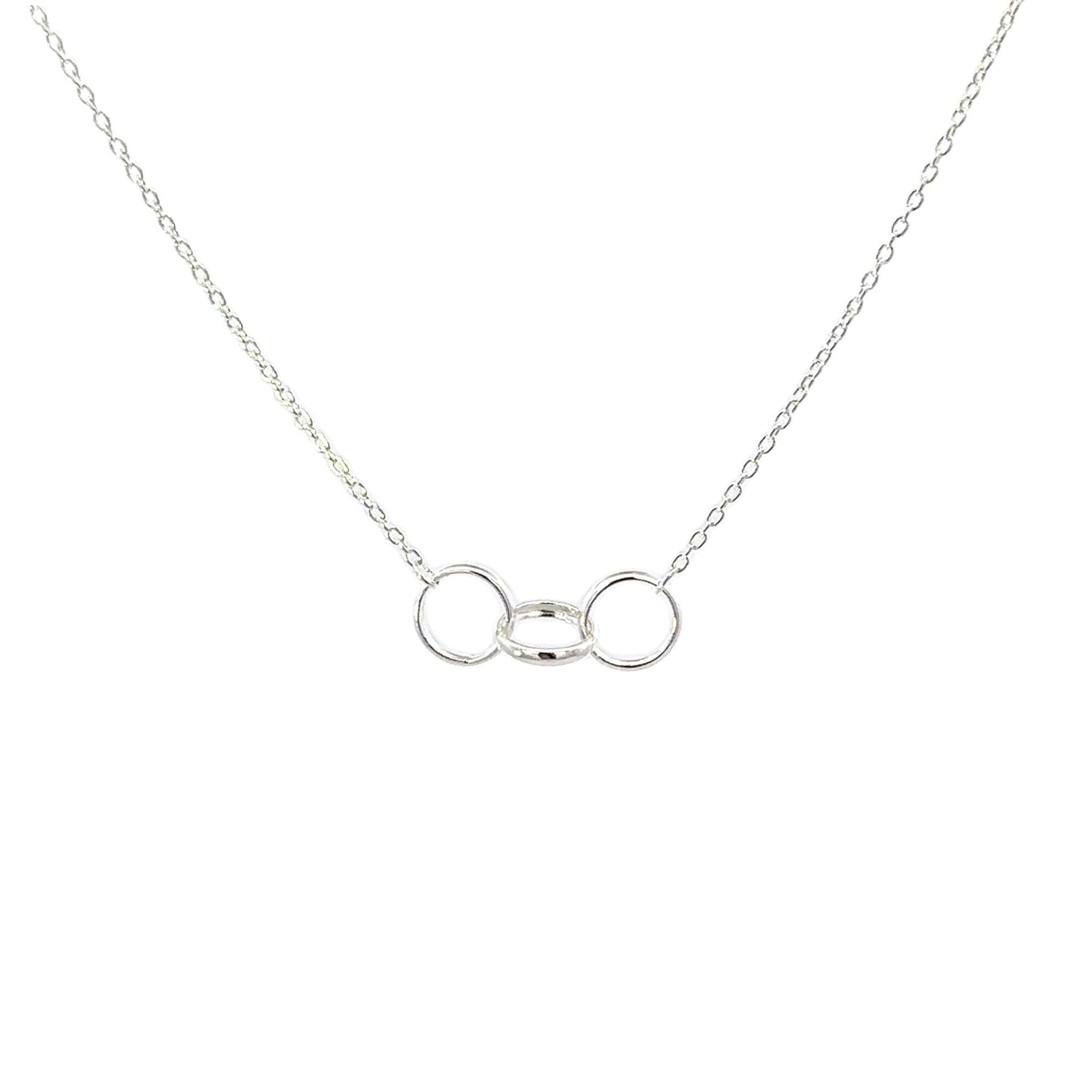 Petals Silver Necklace "Mother &amp; Daughter &amp; Son" With Linked Circles