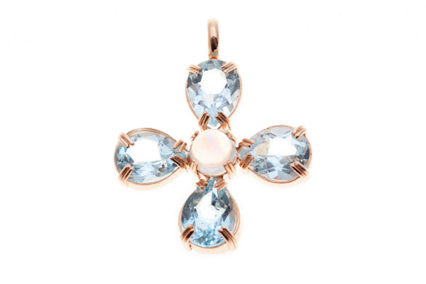 Pendant Blue Topaz And Moonstone Gold