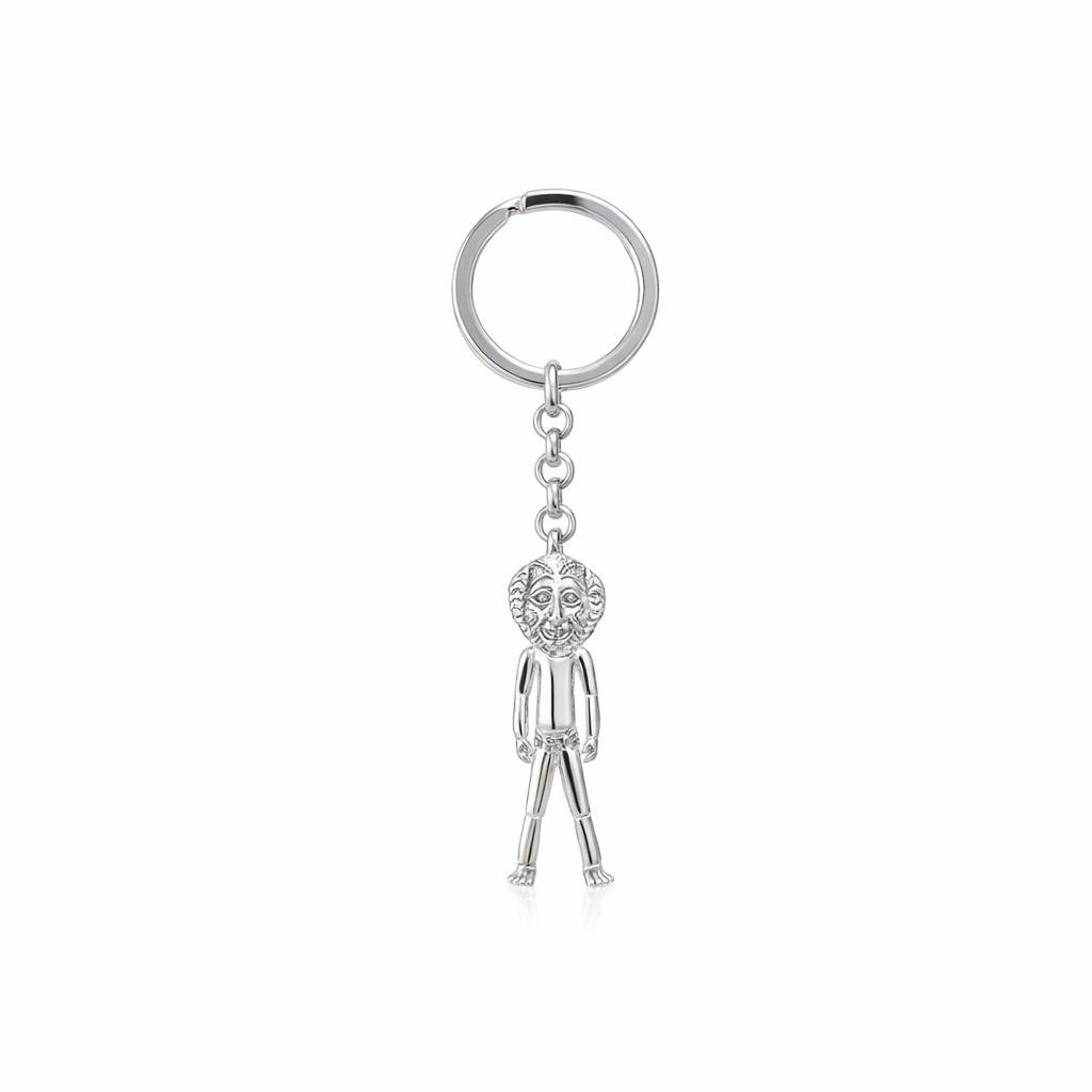 Silver Key Ring With Tribal Sepik Mask Man