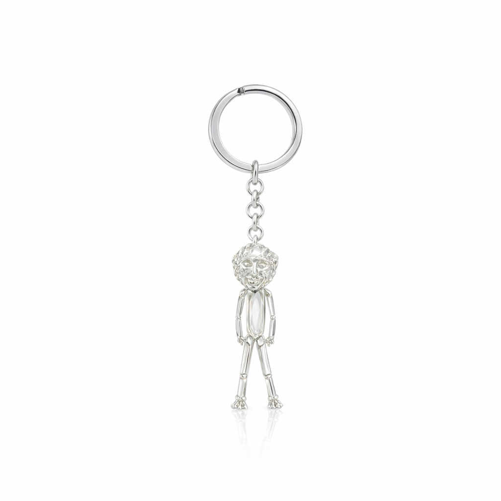 Silver Key Ring With Tribal Sepik Mask Man