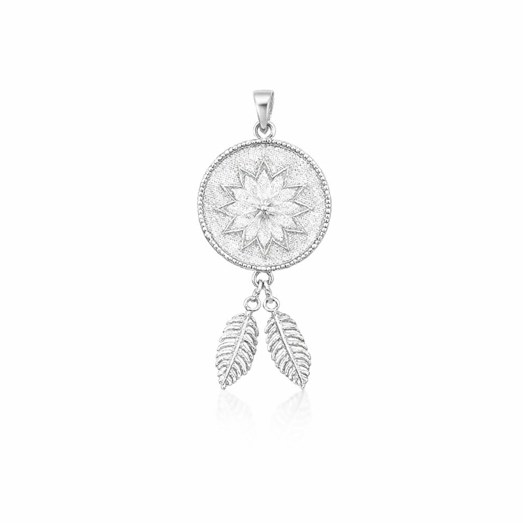 Silver Pendant With Double Star &amp; Fern Tassel
