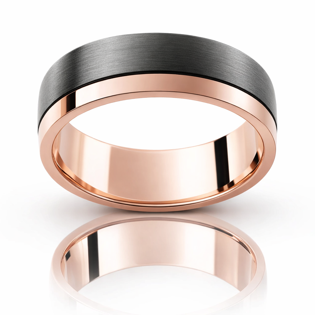 Midnight Mettle Band With Rose Gold &amp; Zirconium
