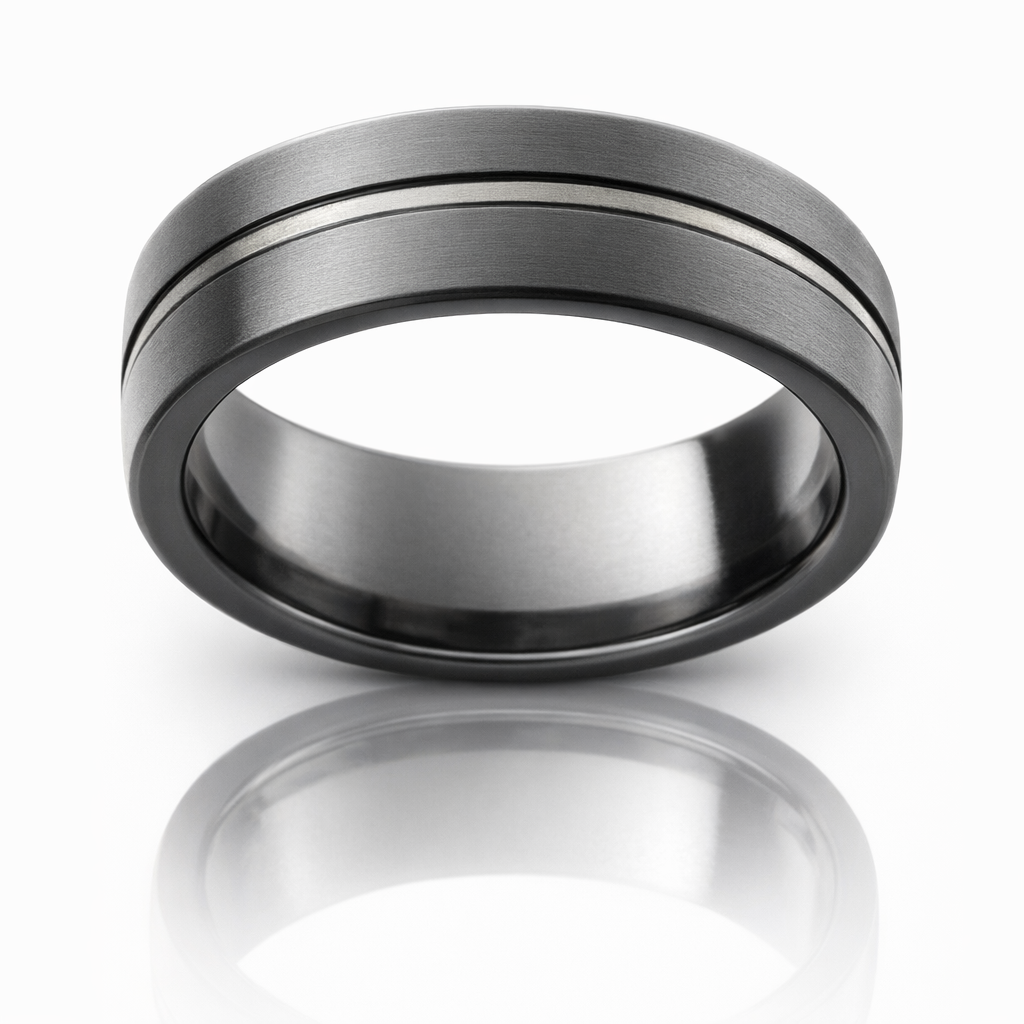 Raw Natural And Blackened Zirconium Band