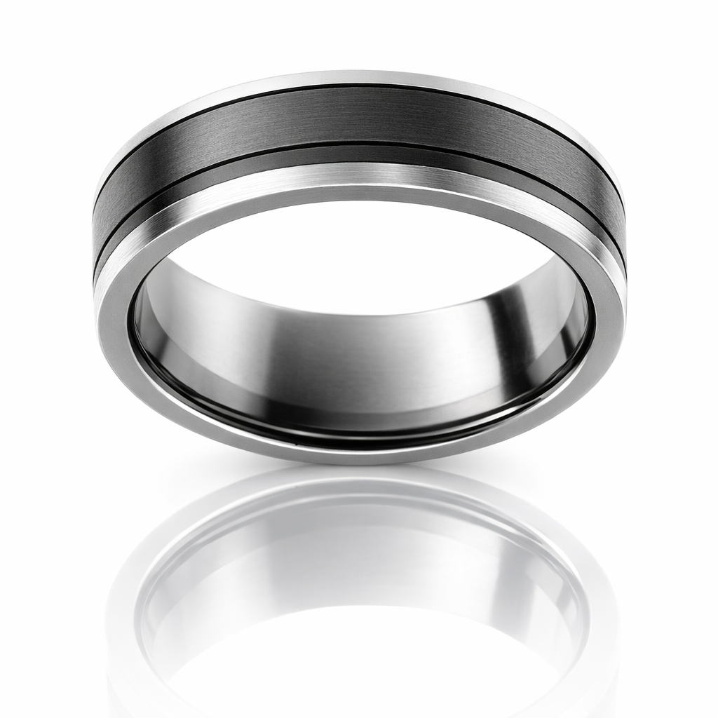 Zirconium Natural And Blackened Band