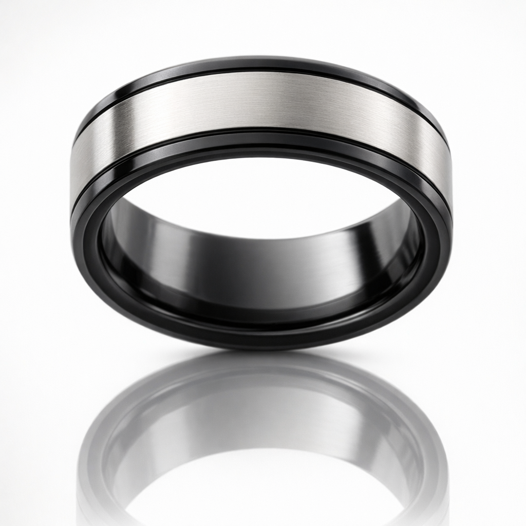 Zirconium Natural And Blackened Band