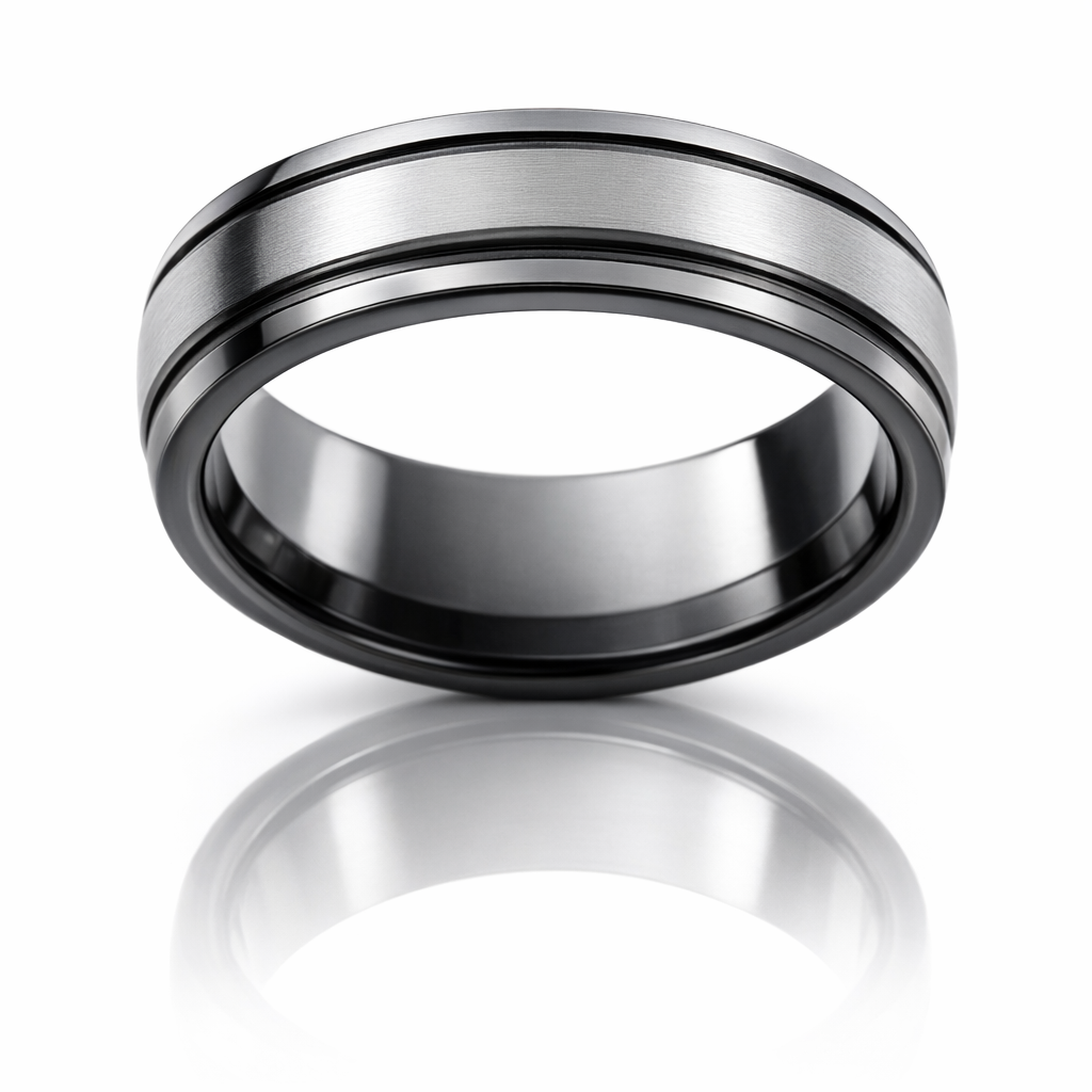Zirconium Natural And Blackened Band