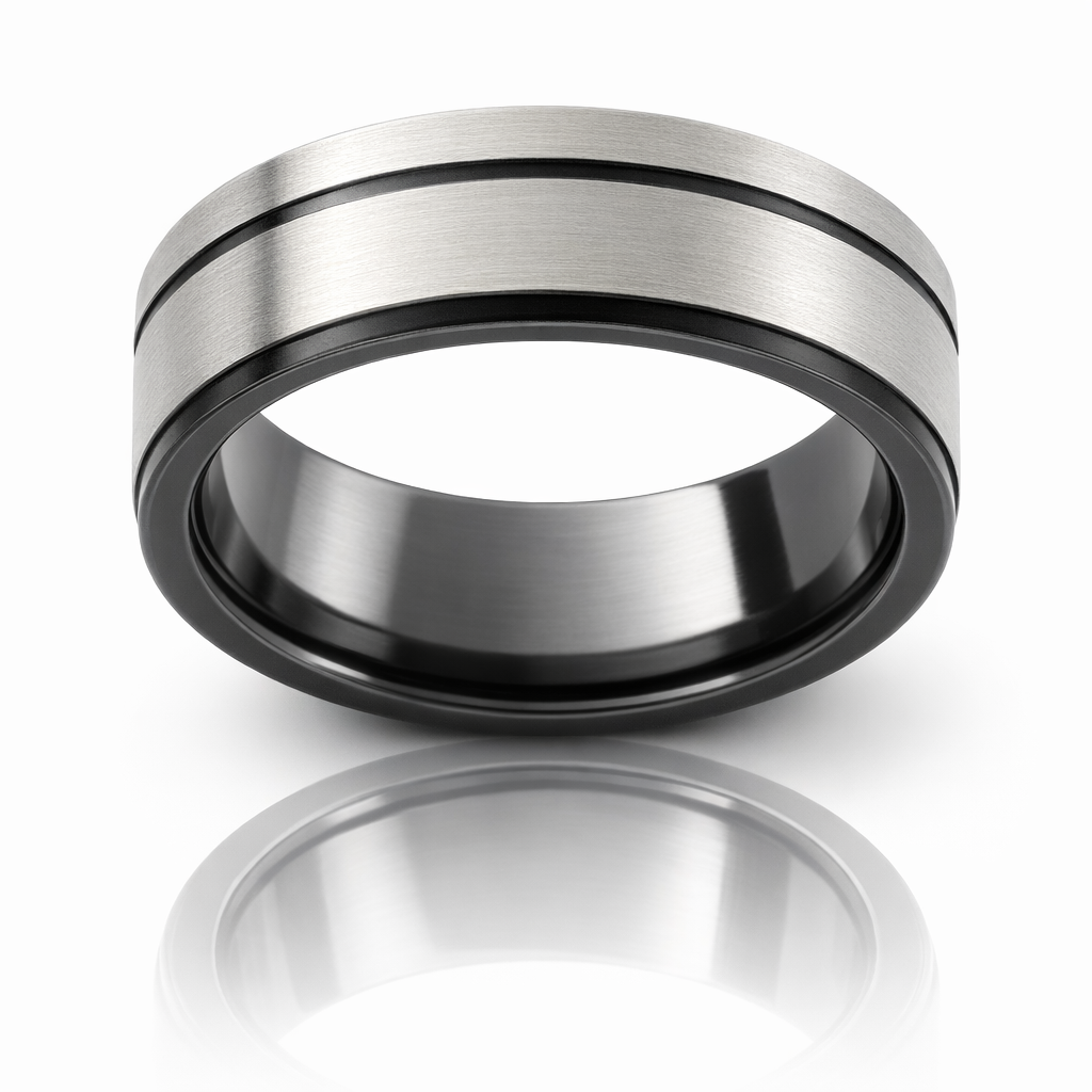 Natural And Blackened Zirconium Band