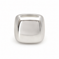 Chunky soft square sterling silver ring with a polished finish on a white background