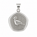 Sterling silver Crowned Victoria Pigeon pendant inspired by Papua New Guinea wildlife