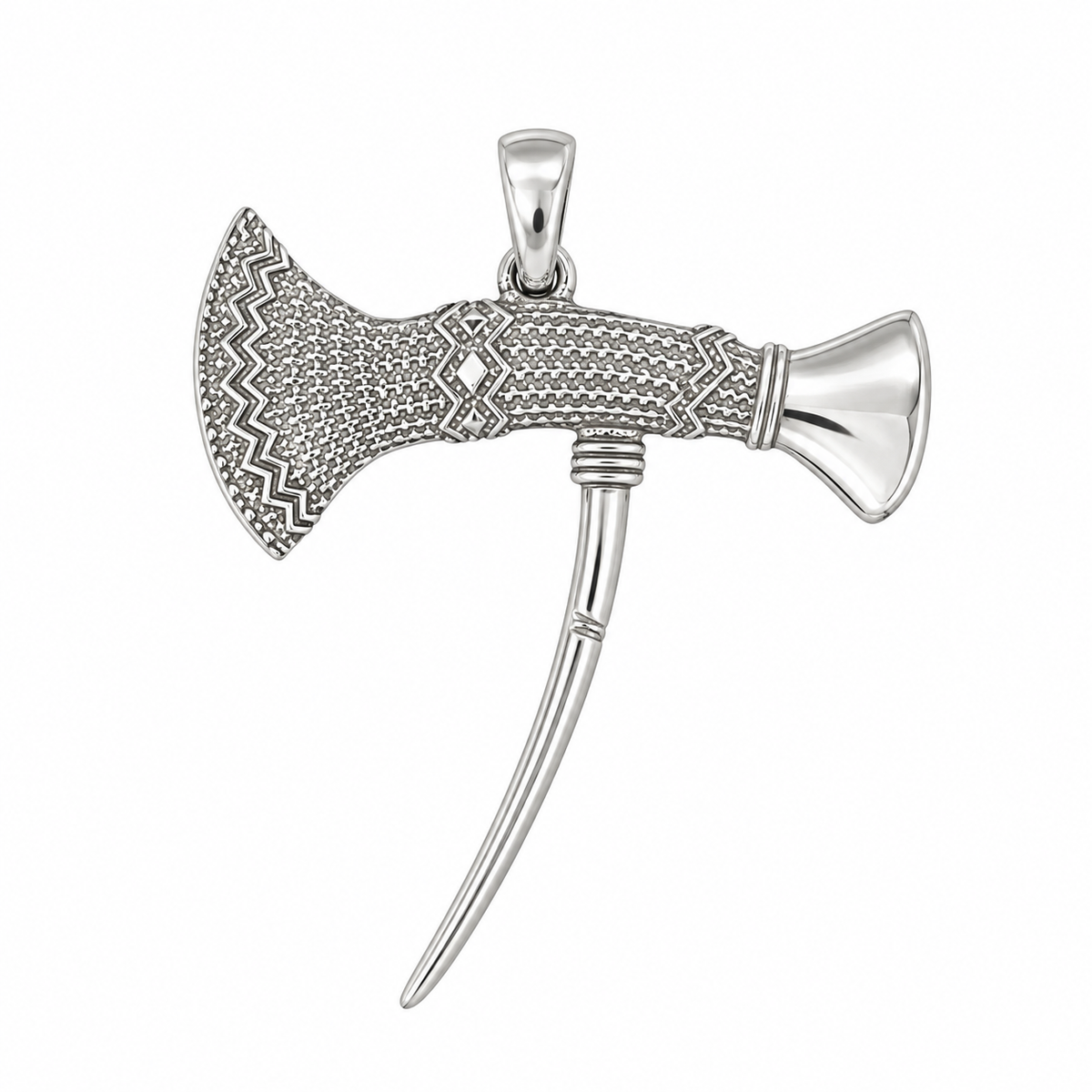 Sterling Silver Hagen Axe Pendant with traditional Papua New Guinea inspired detailing by Jules Collins Jewellery