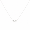 Delicate 925 sterling silver necklace with integrated infinity symbol and adjustable extension chain on a white background