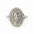 Sterling silver Papua New Guinea tribal mask ring with detailed oval mask design