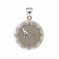 Sterling silver Papua New Guinea Bird of Paradise round pendant with textured background, approximately 22mm diameter