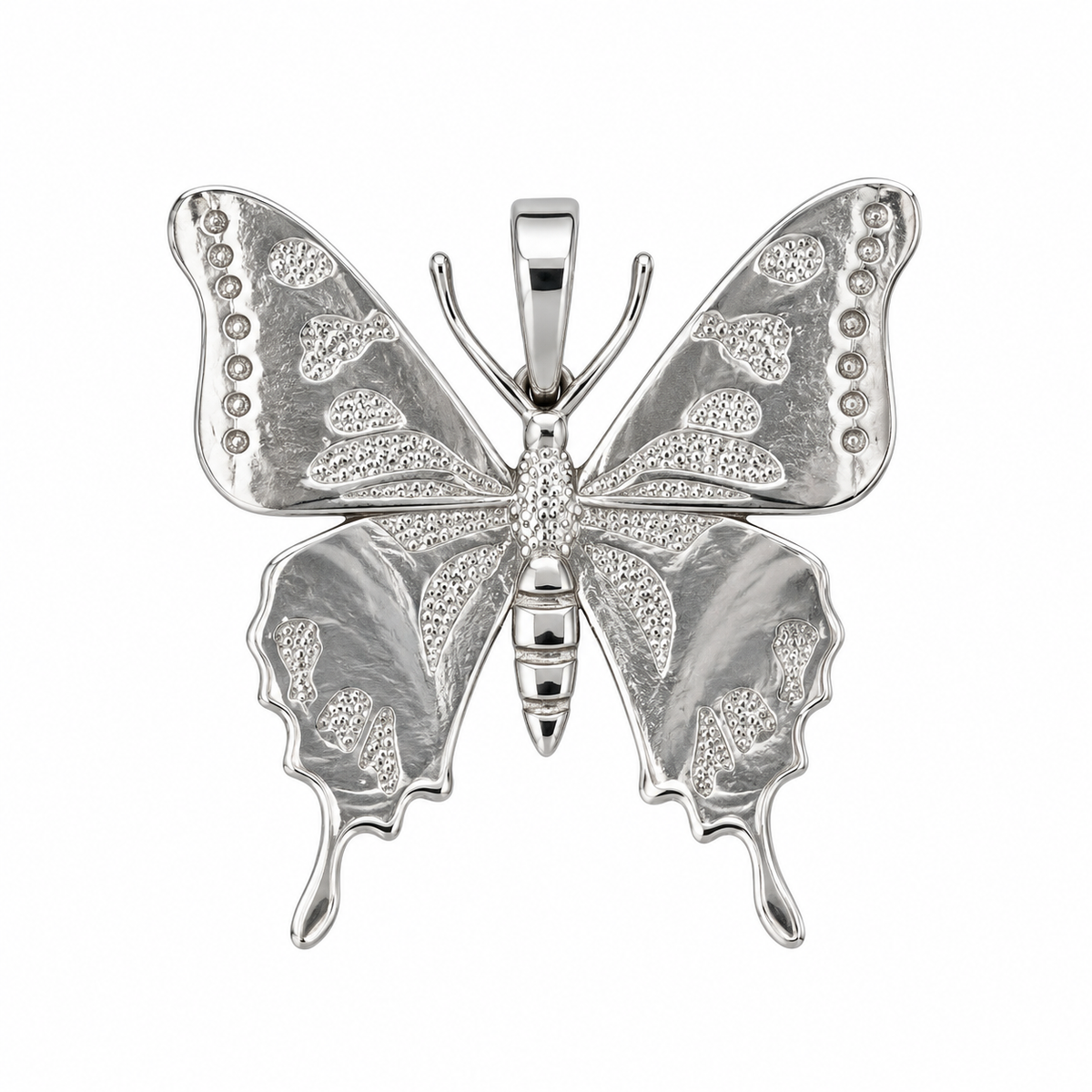 Sterling silver Purple Spotted Swallowtail Butterfly pendant with detailed wings