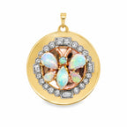 9ct Yellow gold diamond and opal butterfly pendant with 23 diamonds and multicoloured opals, 26mm diameter – Jules Collins Jewellery