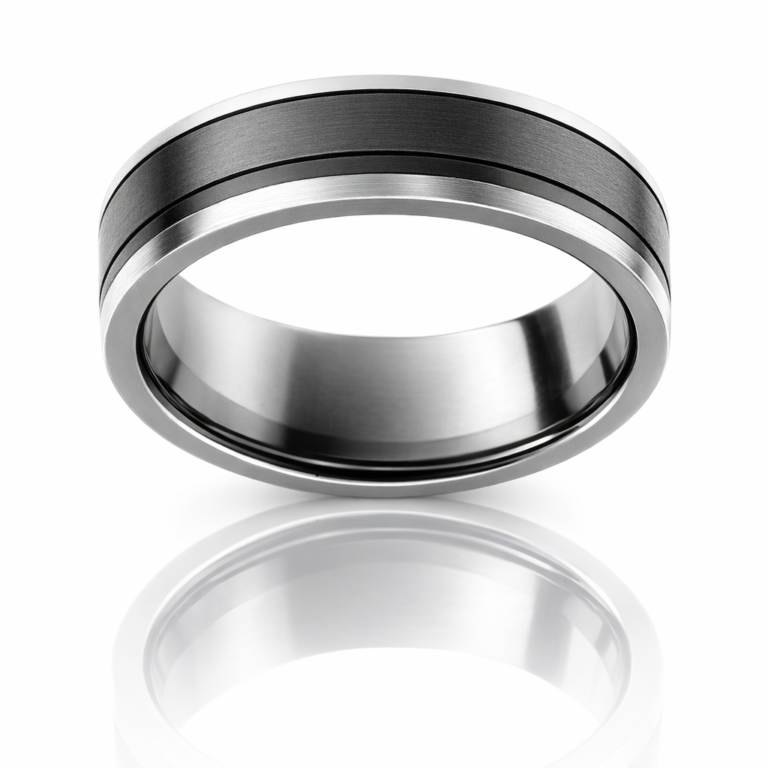 Zirconium Natural And Blackened Band